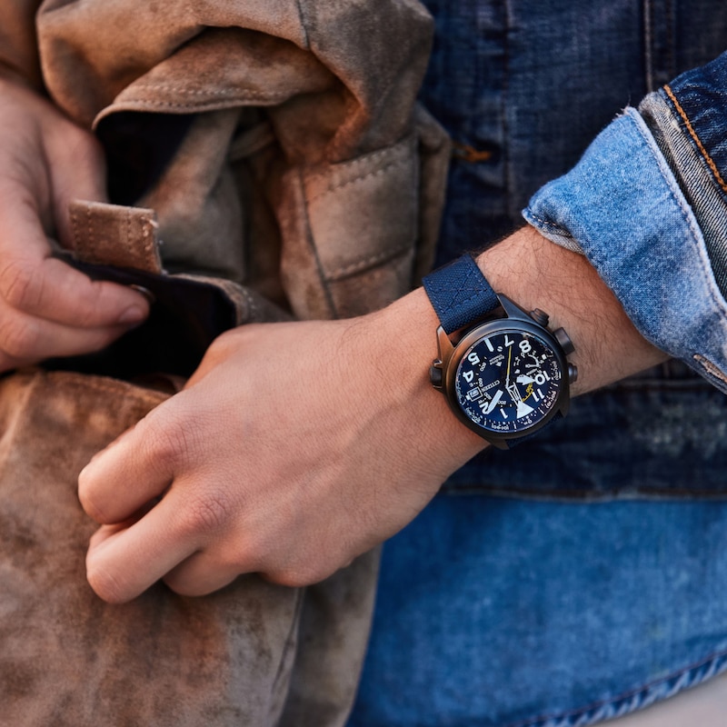 Main Image 4 of Men's Citizen Eco-Drive® Promaster Dive Dark Blue Super Titanium™ Strap Watch with Blue Dial (Model: BN4065-07L)