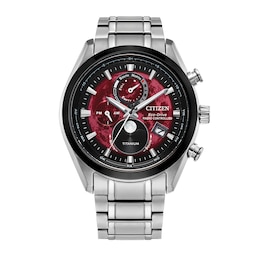 Men's Citizen Eco-Drive® Sport Luxury Super Titanium™ Radio Controlled Chrono Watch with Red Dial (Model: BY1018-55X)