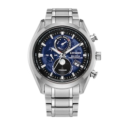 Men's Citizen Eco-Drive® Sport Luxury Super Titanium™ Radio Controlled Chrono Watch with Blue Dial (Model: BY1010-57L)