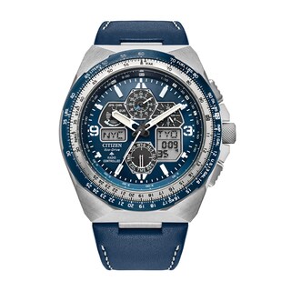 Men's Citizen Eco-Drive® Promaster Air Skyhawk A-T Chronograph Blue Strap Watch with Blue Dial (Model: JY8148-08L)