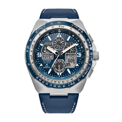 Men's Citizen Eco-Drive® Promaster Air Skyhawk A-T Chronograph Blue Strap Watch with Blue Dial (Model: JY8148-08L)
