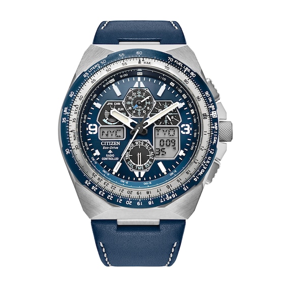 Men's Citizen Eco-Drive® Promaster Air Skyhawk A-T Chronograph Blue Strap Watch with Blue Dial (Model: JY8148-08L)