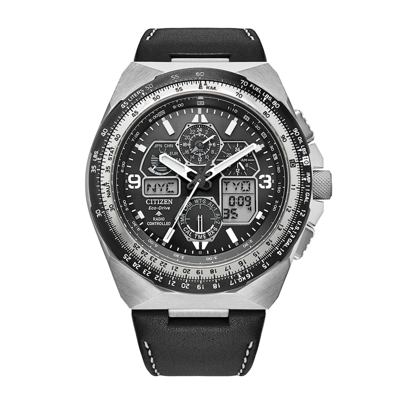 Men's Citizen Eco-Drive® Promaster Air Skyhawk A-T Chronograph Black Strap Watch with Black Dial (Model: JY8149-05E)|Peoples Jewellers