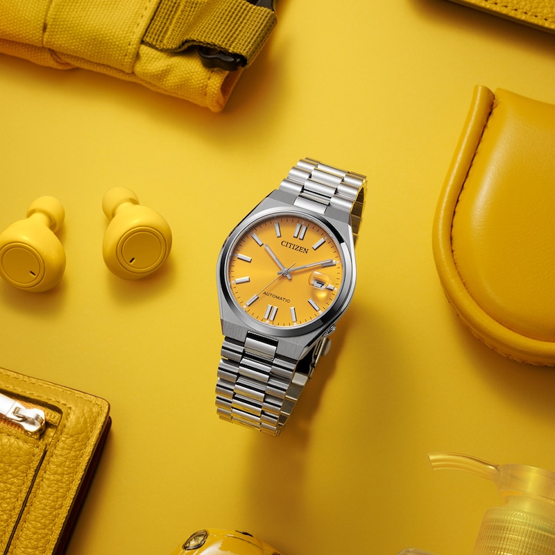 Main Image 4 of Men's Citizen Tsuyosa Collection Automatic Watch with Yellow Sunray Dial (Model: NJ0150-56Z)
