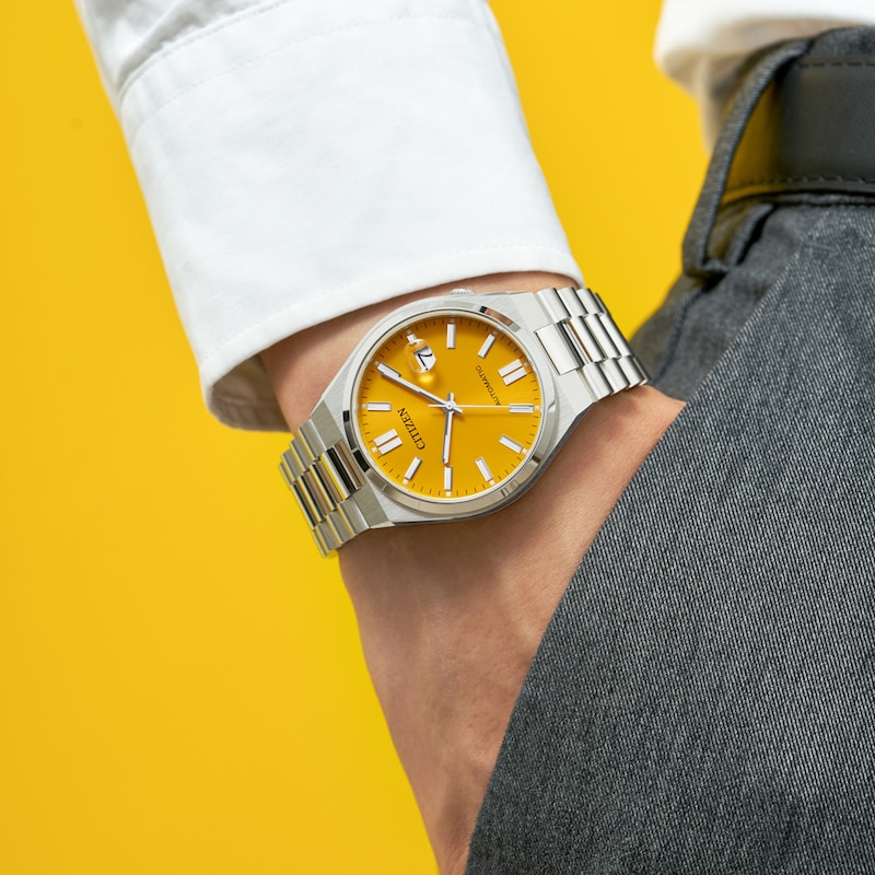 Main Image 5 of Men's Citizen Tsuyosa Collection Automatic Watch with Yellow Sunray Dial (Model: NJ0150-56Z)