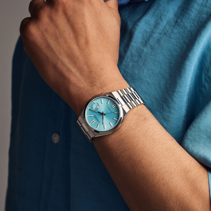 Main Image 4 of Men's Citizen Tsuyosa Collection Automatic Watch with Sky Blue Sunray Dial (Model: NJ0151-53M)
