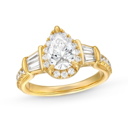 2.00 CT. T.W. Pear-Shaped Certified Lab-Grown Diamond Sideways Collar Engagement Ring in 14K Gold (F/SI2)