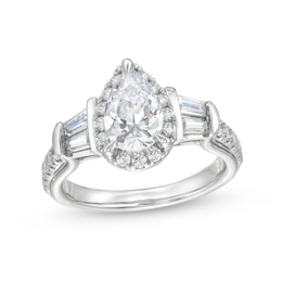 2.00 CT. T.W. Pear-Shaped Certified Lab-Created Diamond Sideways Collar Engagement Ring in 14K White Gold (F/SI2)