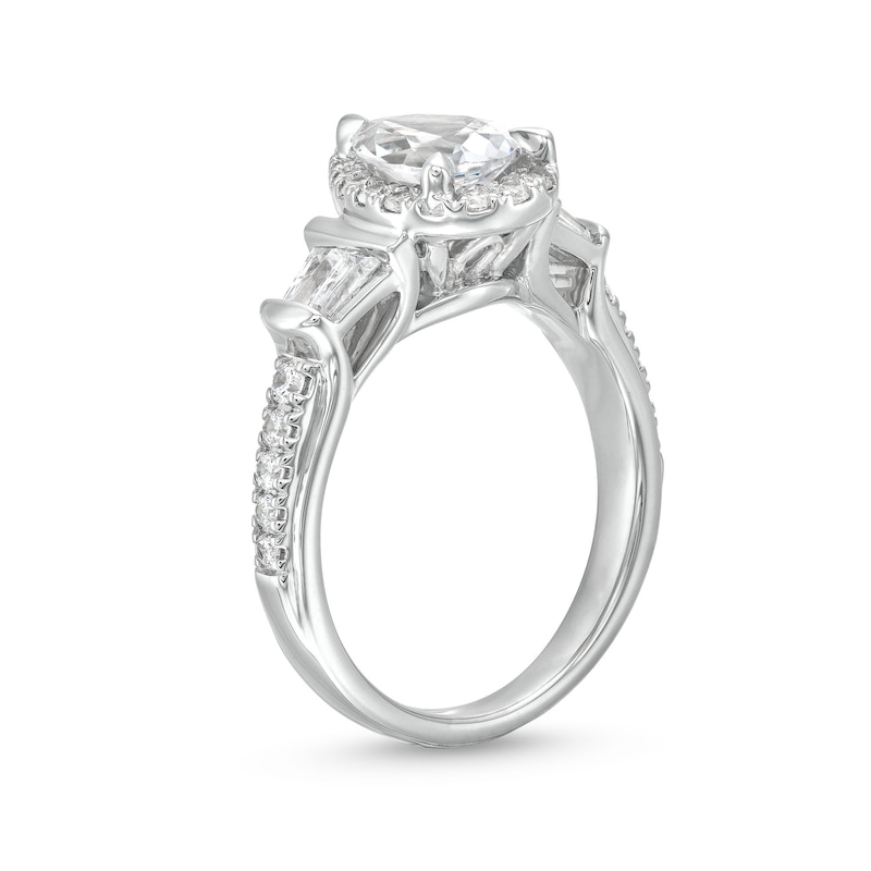 2.00 CT. T.W. Pear-Shaped Certified Lab-Created Diamond Sideways Collar Engagement Ring in 14K White Gold (F/SI2)