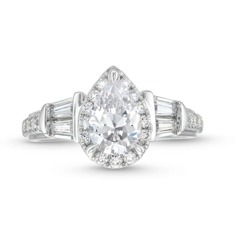 Main Image 4 of 2.00 CT. T.W. Pear-Shaped Certified Lab-Grown Diamond Sideways Collar Engagement Ring in 14K White Gold (F/SI2)