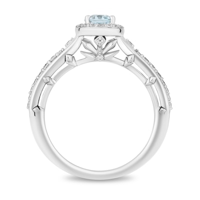 Collector's Edition Enchanted Disney Frozen 10th Anniversary Blue Topaz and Diamond Engagement Ring in 14K White Gold