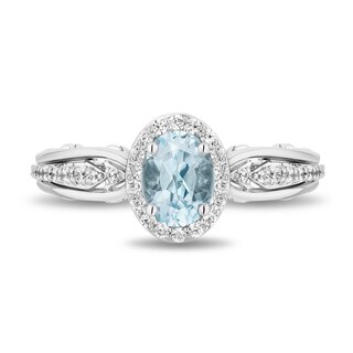 Collector's Edition Enchanted Disney Frozen 10th Anniversary Blue Topaz and Diamond Engagement Ring in 14K White Gold
