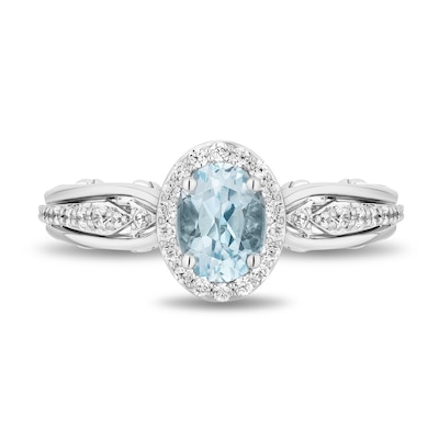 Collector's Edition Enchanted Disney Frozen 10th Anniversary Blue Topaz and Diamond Engagement Ring in 14K White Gold