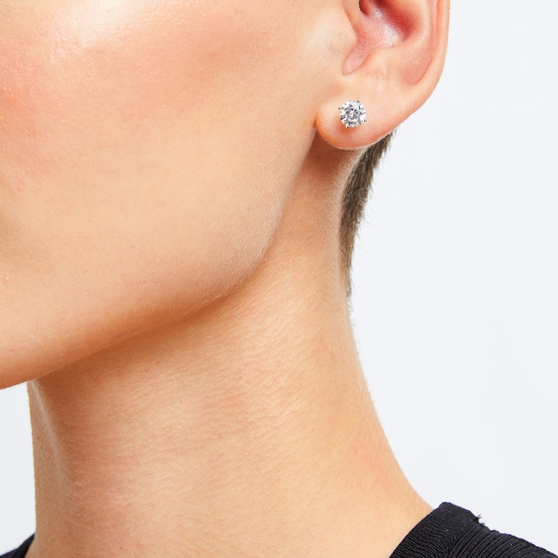 Main Image 2 of 2.00 CT. T.W. Diamond Solitaire Stud Earrings in 10K White Gold (J/I3)