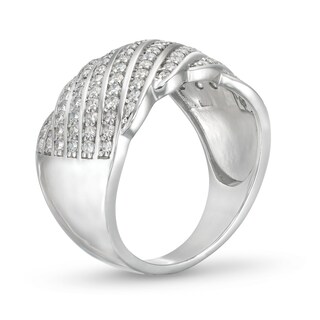 0.69 CT. T.W. Diamond Linear Multi-Row Rolling Wave Ring in 10K Gold