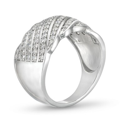 0.69 CT. T.W. Diamond Linear Multi-Row Rolling Wave Ring in 10K Gold