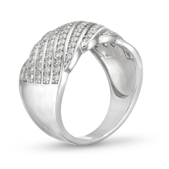0.69 CT. T.W. Diamond Linear Multi-Row Rolling Wave Ring in 10K Gold