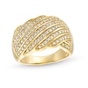 Thumbnail Image 1 of 0.69 CT. T.W. Diamond Linear Multi-Row Rolling Wave Ring in 10K Gold