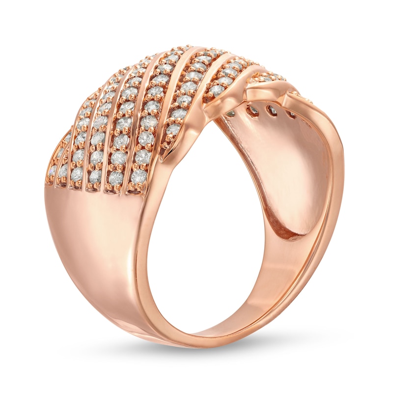 Main Image 3 of 0.69 CT. T.W. Diamond Linear Multi-Row Rolling Wave Ring in 10K Rose Gold