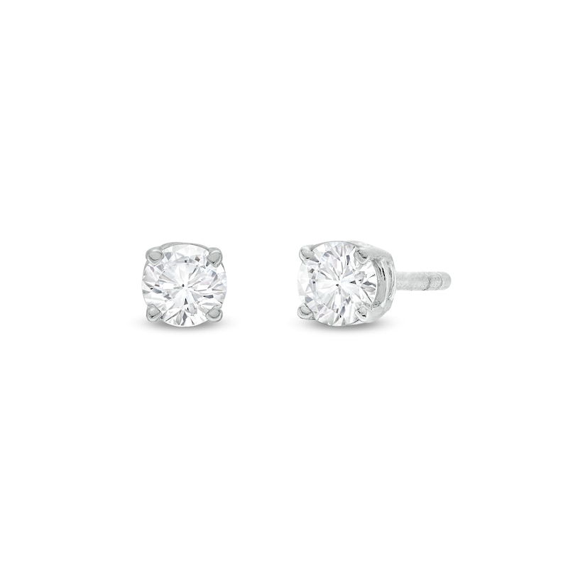 0.10 CT. T.W. Certified Lab-Created Diamond Solitaire Stud Earrings in Sterling Silver (I/SI2)