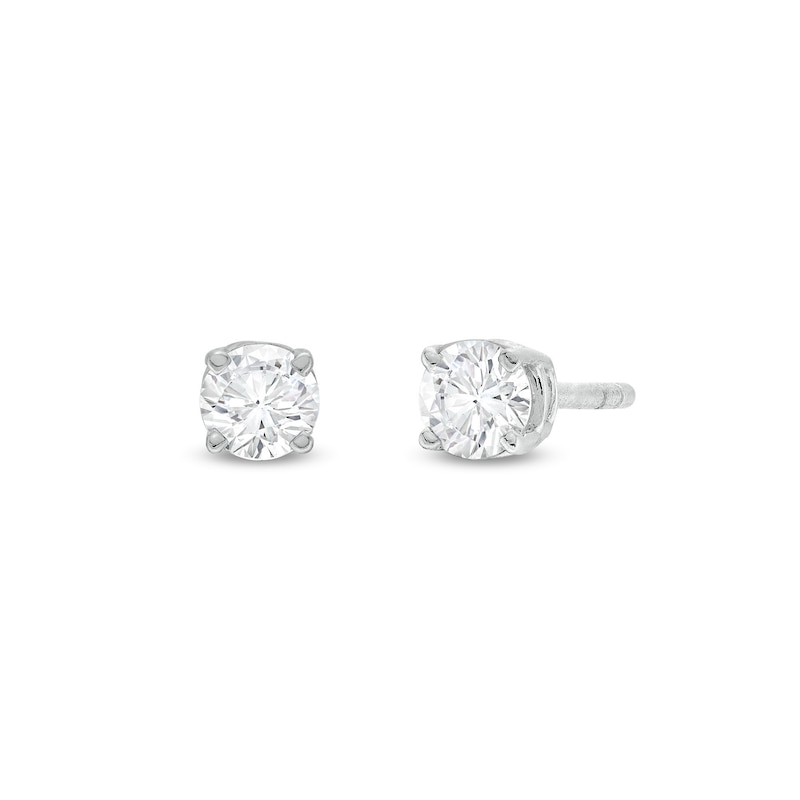 Main Image 1 of 0.10 CT. T.W. Certified Lab-Grown Diamond Solitaire Stud Earrings in Sterling Silver (I/SI2)