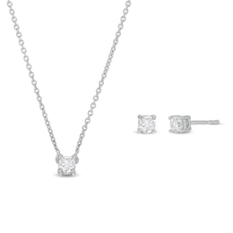 0.30 CT. T.W. Certified Lab-Created Diamond Solitaire Pendant and Solitaire Stud Earrings Set in Sterling Silver (I/SI2)