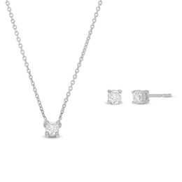 0.30 CT. T.W. Certified Lab-Grown Diamond Solitaire Pendant and Solitaire Stud Earrings Set in Sterling Silver (I/SI2)