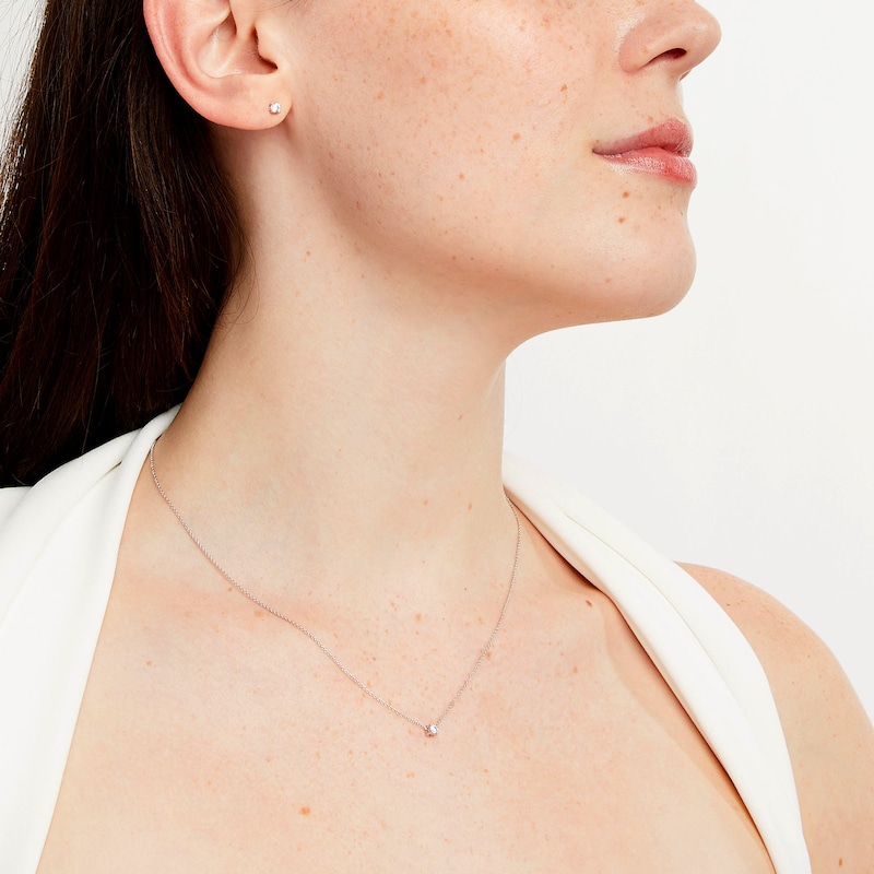 Main Image 2 of 0.30 CT. T.W. Certified Lab-Grown Diamond Solitaire Pendant and Solitaire Stud Earrings Set in Sterling Silver (I/SI2)