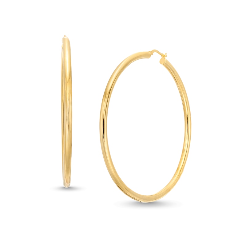 60.0mm Tube Hoop Earrings in Hollow 10K Gold