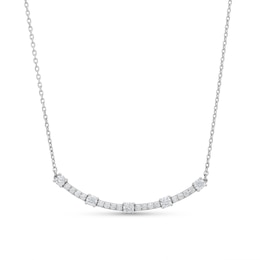 0.50 CT. T.W. Certified Lab-Created Diamond Station Curved Bar Necklace in 10K White Gold (F/SI2)