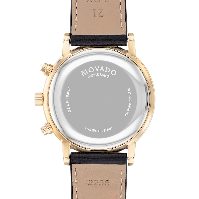Main Image 2 of Men's Movado Museum® Classic Gold-Tone PVD Chronograph Strap Watch with Black Dial and Date Window (Model: 0607779)