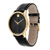 Thumbnail Image 1 of Men's Movado Museum® Classic Gold-Tone PVD Black Strap Watch with Burst Black Dial (Model: 0607799)