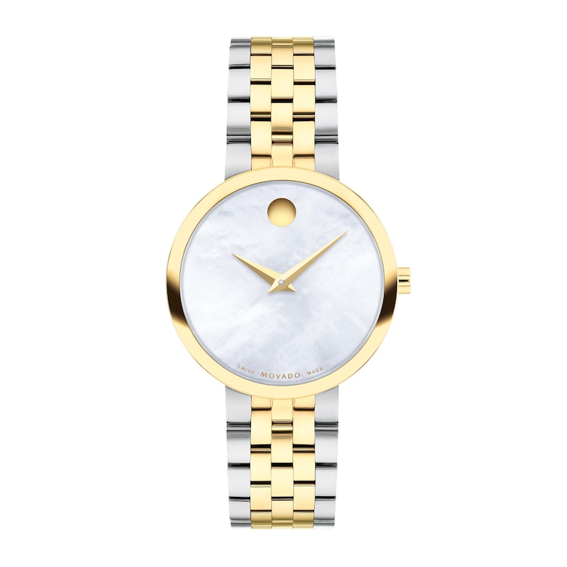 Ladies' Movado Museum® Classic Two-Tone PVD Watch with Mother-of-Pearl Dial (Model: 0607812)|Peoples Jewellers