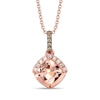 Thumbnail Image 1 of Le Vian® 6.0mm Cushion-Cut Morganite and 0.11 CT. T.W. Diamond Pendant in 14K Strawberry Gold™