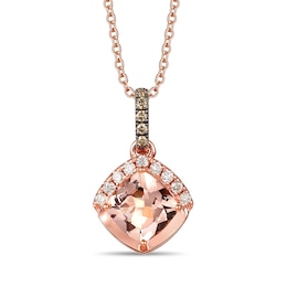 Le Vian® 6.0mm Cushion-Cut Morganite and 0.11 CT. T.W. Diamond Pendant in 14K Strawberry Gold™