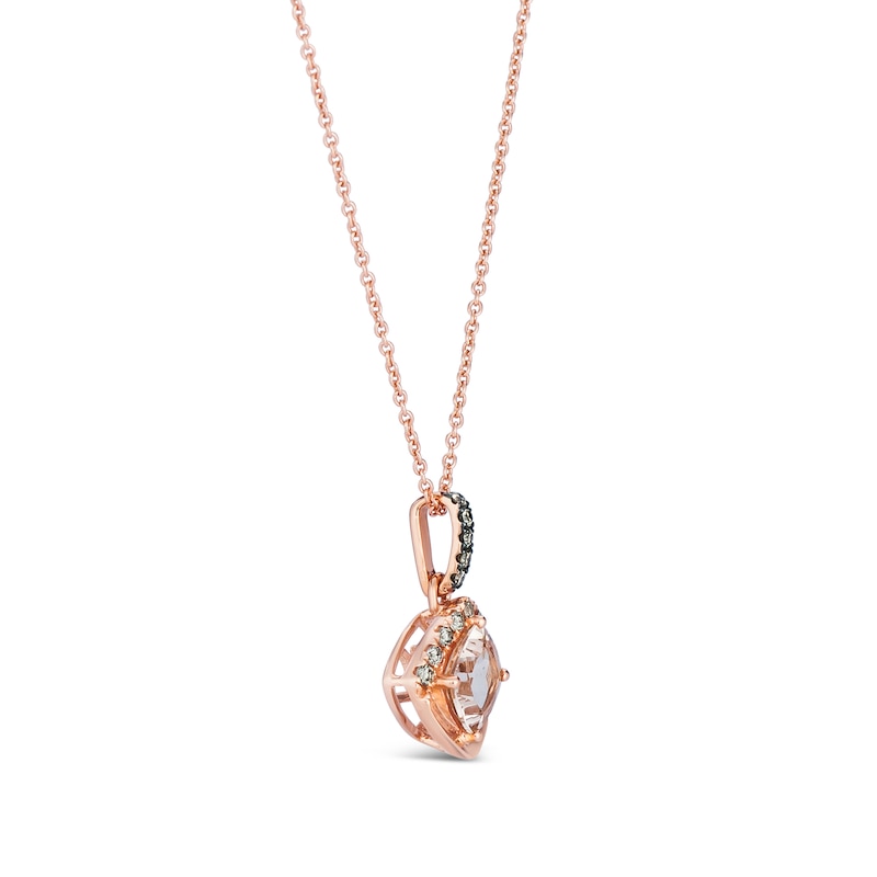 Main Image 3 of Le Vian® 6.0mm Cushion-Cut Morganite and 0.11 CT. T.W. Diamond Pendant in 14K Strawberry Gold™