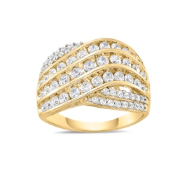 1.50 CT. T.W. Diamond Wavy Multi-Row Ring in 10K Gold