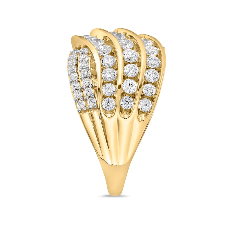 1.50 CT. T.W. Diamond Wavy Multi-Row Ring in 10K Gold