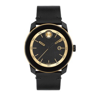 Men's Movado Bold® TR90 Black Strap Watch with Gold-Tone Dial and Date Window (Model: 3601130)