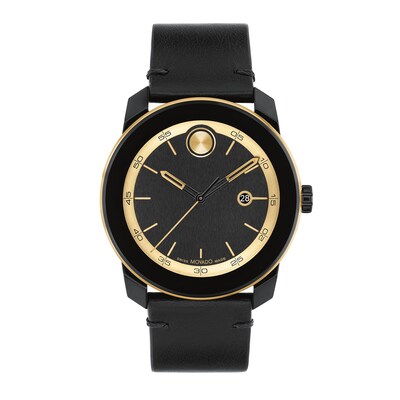 Men's Movado Bold® TR90 Black Strap Watch with Gold-Tone Dial and Date Window (Model: 3601130)
