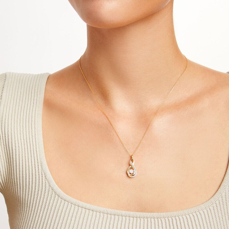 Main Image 2 of 0.25 CT. T.W. Diamond Swirl Infinity Symbol Pendant in 10K Gold