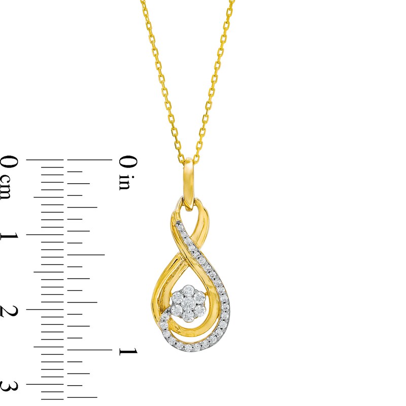 Main Image 4 of 0.25 CT. T.W. Diamond Swirl Infinity Symbol Pendant in 10K Gold