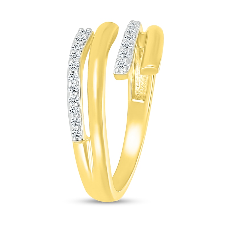 Main Image 2 of 0.12 CT. T.W. Diamond Bypass Open Wrap Ring in 10K Gold