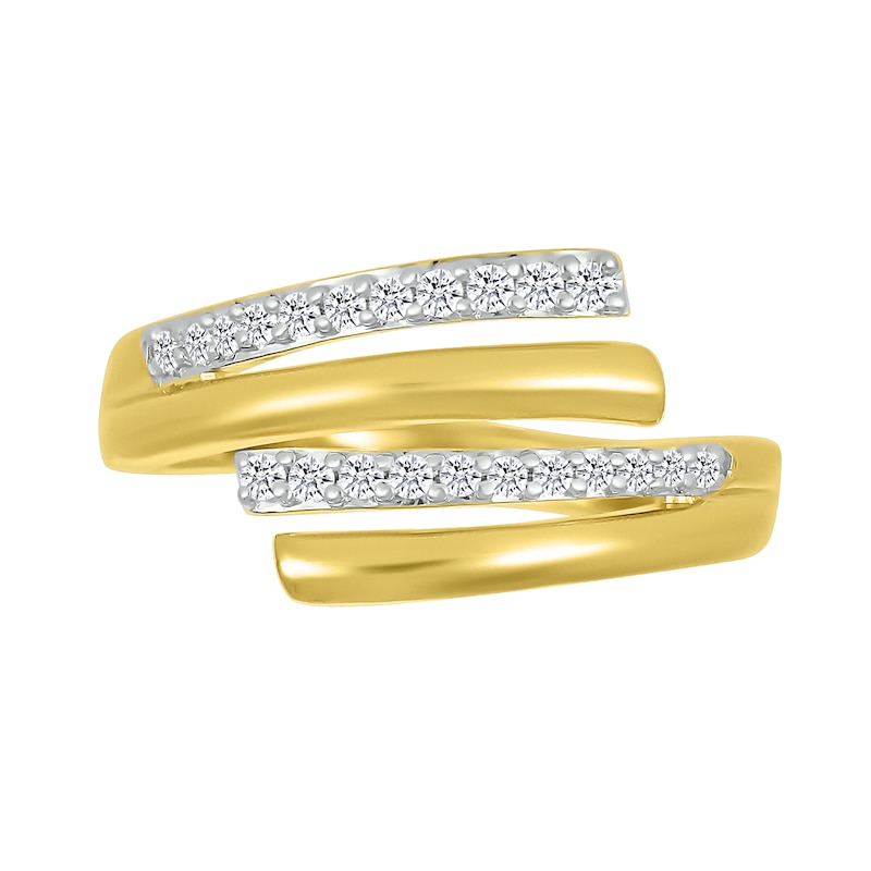 Main Image 3 of 0.12 CT. T.W. Diamond Bypass Open Wrap Ring in 10K Gold