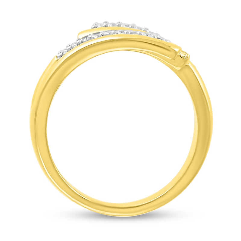 Main Image 4 of 0.12 CT. T.W. Diamond Bypass Open Wrap Ring in 10K Gold