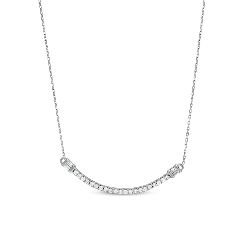 0.25 CT. T.W. Diamond Collar Curved Bar Necklace in 10K White Gold|Peoples Jewellers