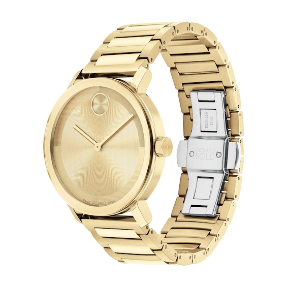 Men's Movado Bold® Evolution Gold-Tone IP Watch with Textured Tonal Gold-Tone Dial (Model: 3601095)