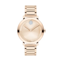 Ladies' Movado Bold® Evolution Crystal Accent Rose-Tone IP Watch with Textured Tonal Rose-Tone Dial (Model: 3601107)