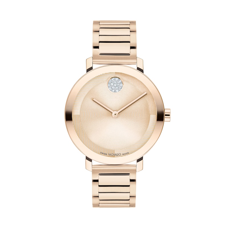 Main Image 1 of Ladies' Movado Bold® Evolution Crystal Accent Rose-Tone IP Watch with Textured Tonal Rose-Tone Dial (Model: 3601107)