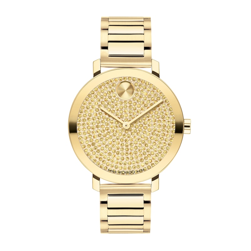 Ladies' Movado Bold® Evolution Gold-Tone IP Watch with Crystal Accent Dial (Model: 3601152)